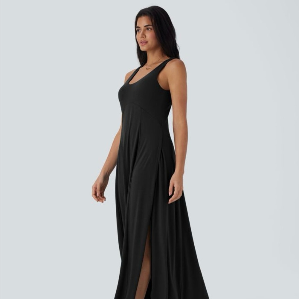HALARA Black Sleeveless Scoop Neck Maxi Dress